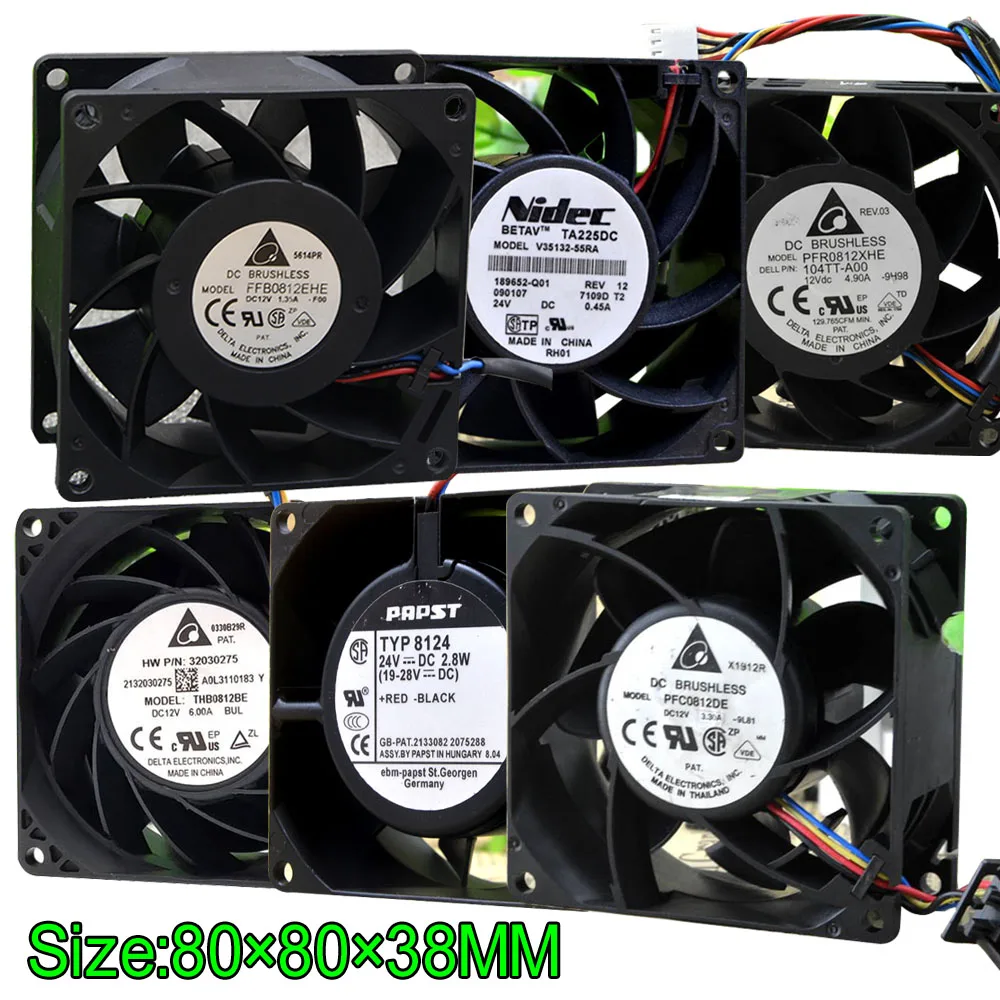 Wentylator chłodzący do 80mm DC 12V 2.34A 80*80*38mm Delta TFB0812UHE FFB0812EHE THB0812BE TYP8124K V35132-55RA PFR0812XHE PFC0812DE