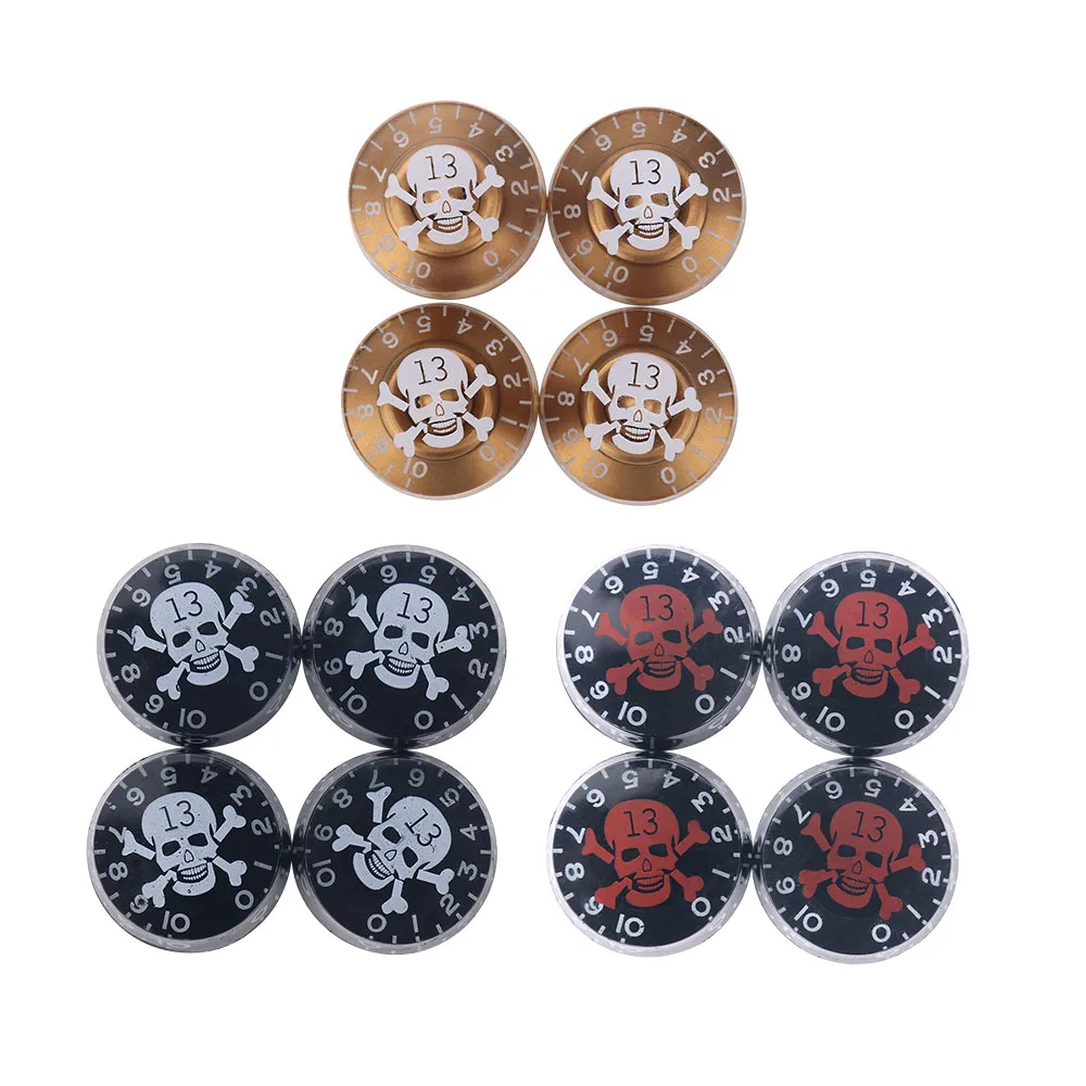 4 Pcs Acrylic Guitar Bass Knobs Skull Volume Tone Speed Control Knob Turn Buttons for LP SG EPI Gison Style Electric Guitar