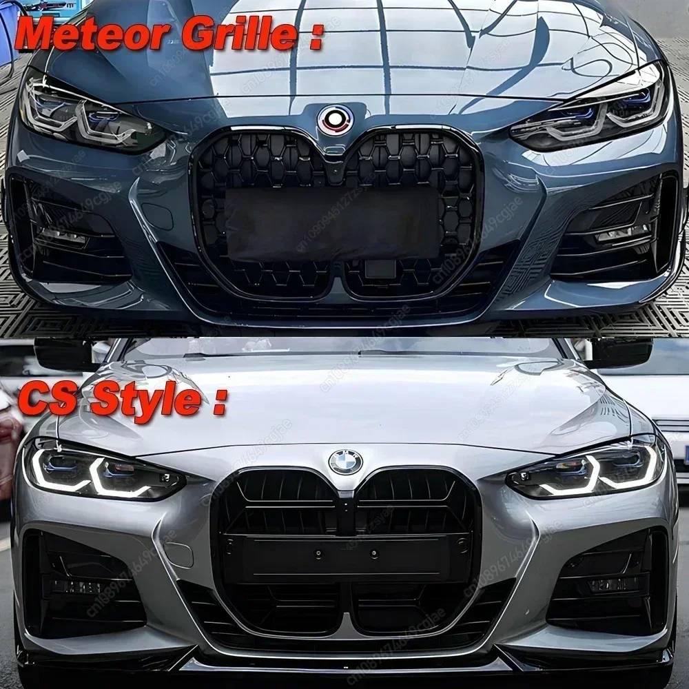 For BMW G22 G23 M-Sport 420i 430i 435i M440i 420d 2020-2024 Car Front Center Grille Grills Meteor Grille & CS Style Gloss Black