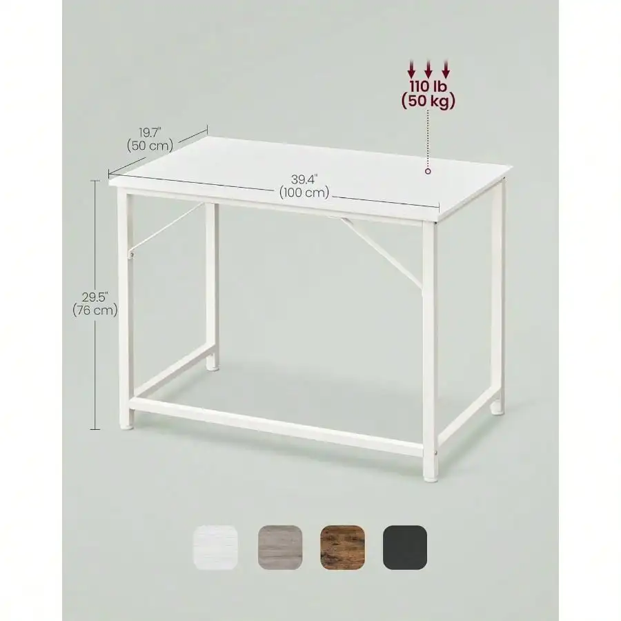 Computer Desk, Gaming Desk, Home Office Desk, For Small Spaces, 19.7 X 39.4 X 29.5 Inches, Modern Style, Metal Frame, White
