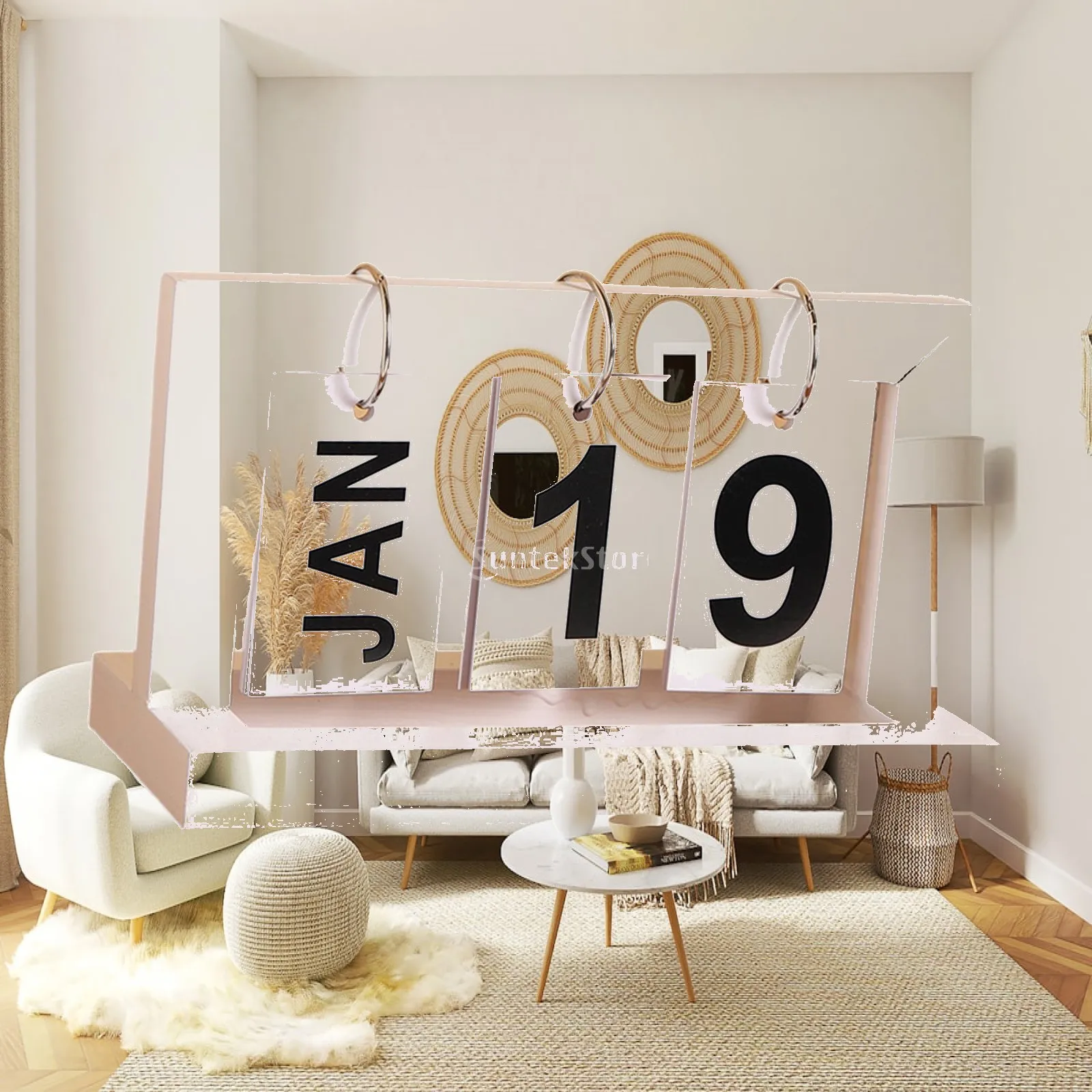 Desk Calendar Home Decor Artwork Crafts Indoor Tabletop Ornament Wood Sculpture for Desktop Office Fireplace Hallway Bedroom