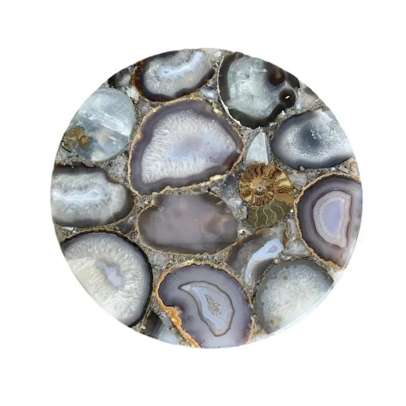 Pure copper natural natural agate edge few corner machine villa hotel designer agate living room edge few