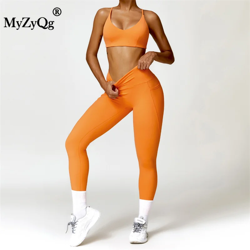 MyZyQg Women Running Two-piece Sports Set Yoga Suit  Jogging Underwear Leggings Medium Intensity Gym Fitness Workout Tops Pants