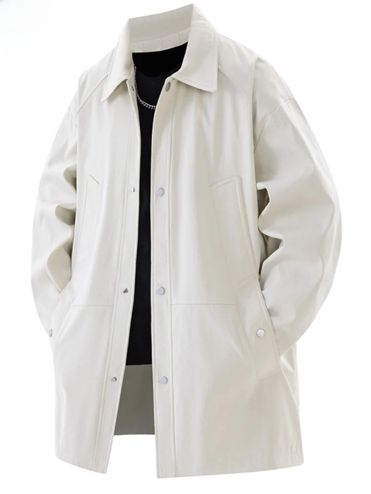 High Quality Men's Jacket Coat Spring Autumn Medium Length Stand Collar Paul Fashion Urban Style Polyester Fiber 100%
