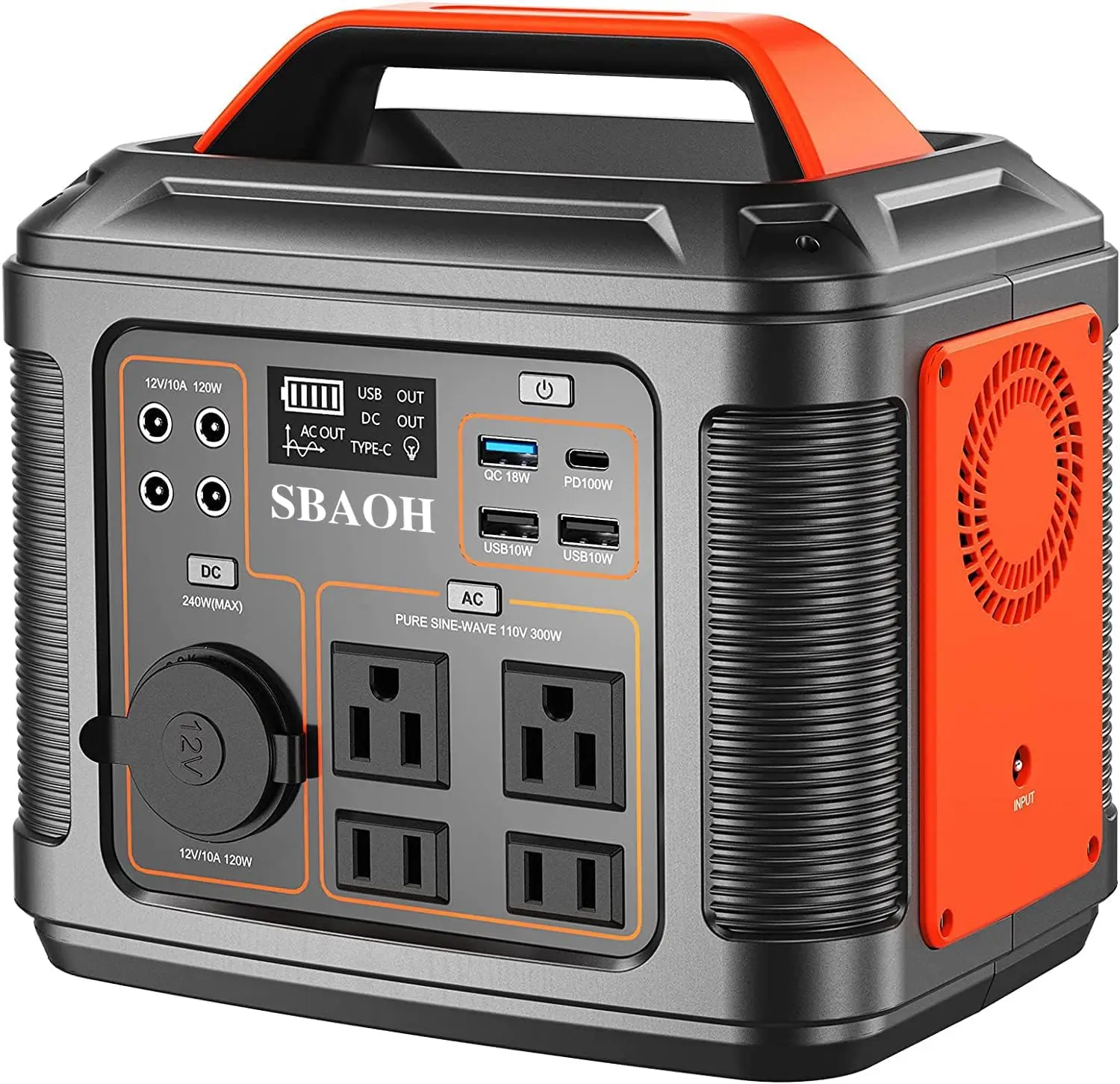 Portable Power Station, 300W 296Wh Solar Generator Quick Charge / 110V AC Outlets/DC Ports and LED Flashlight