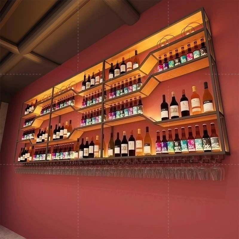 

Wine Cabinet Rack Shelf Wall Display Wall Mounted Bar Restaurant Home Modern Simple