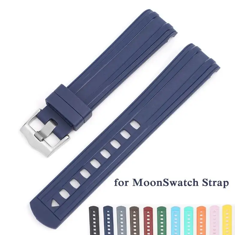 Rubber Strap for Omega Seamaster 300 for Swatch MoonSwatch 20mm TPU Silicone Waterproof Diving Replacement Watch Band Bracelet