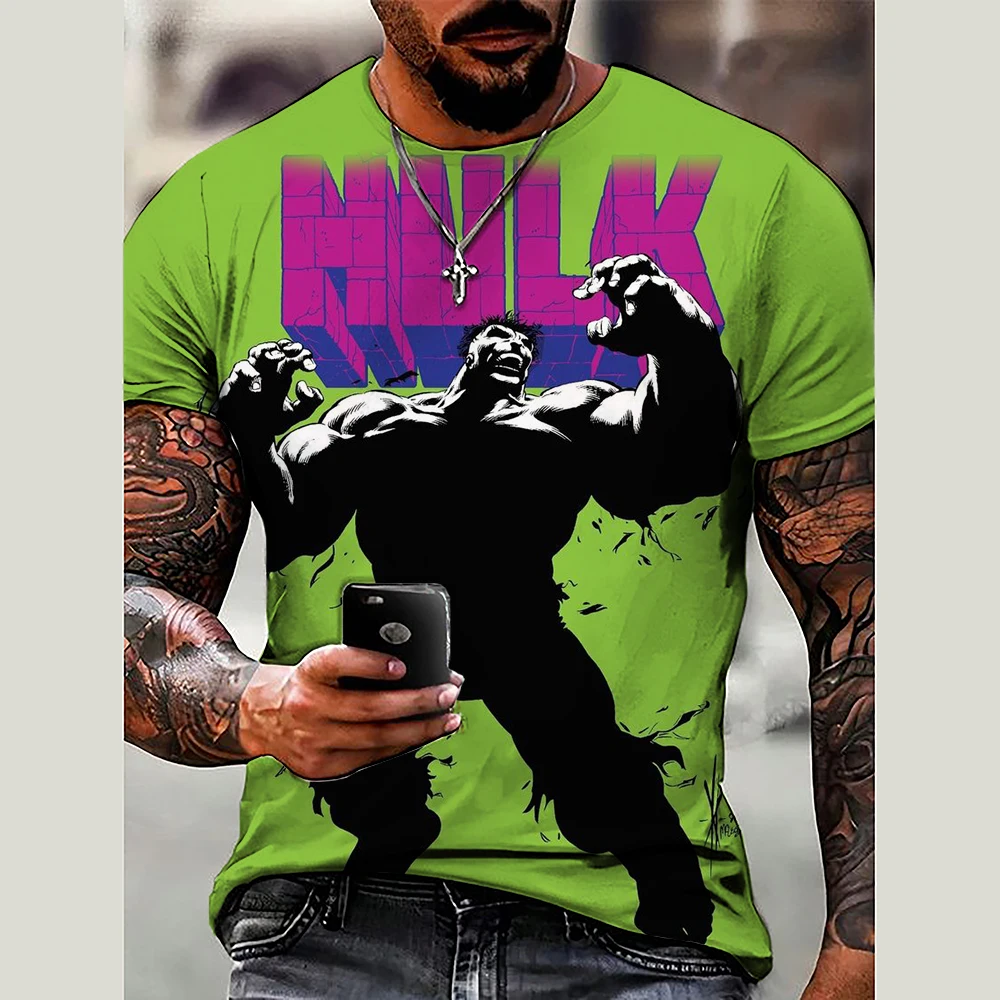 Marvel Hulk print T-Shirt Men Summer O-Neck Pullovers Big Size Short Sleeve Shirt Fashion Tees Oversized Male Clothing Luxury