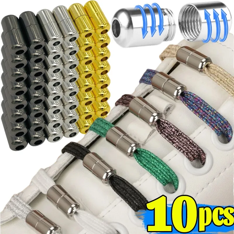 2/10pcs Shoelaces Semicircle Buckle Connector Shoestring No Tie Button Adult Kids Sneaker Capsule Metal Lazy Shoe Decoration