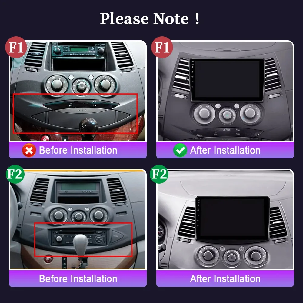 Android 14 Car Radio Navigation Wireless Bluetooth Carplay 4G GPS Multimedia Head Unit Screen For Mitsubishi Grandis1 2003-2011