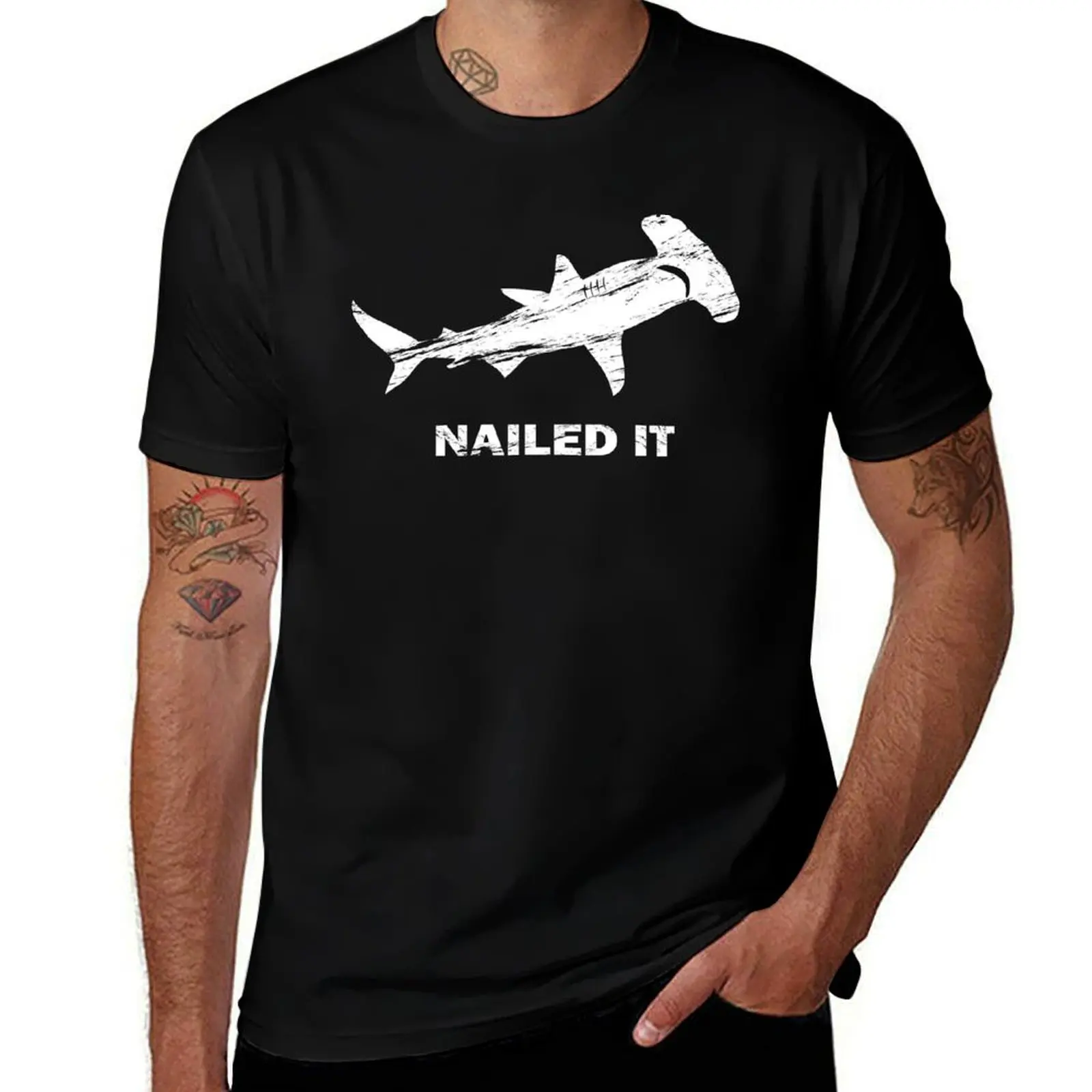 Nailed It Hammerhead Shark Funny Vintage Design T-Shirt Festival Party Tee Top T-Shirt