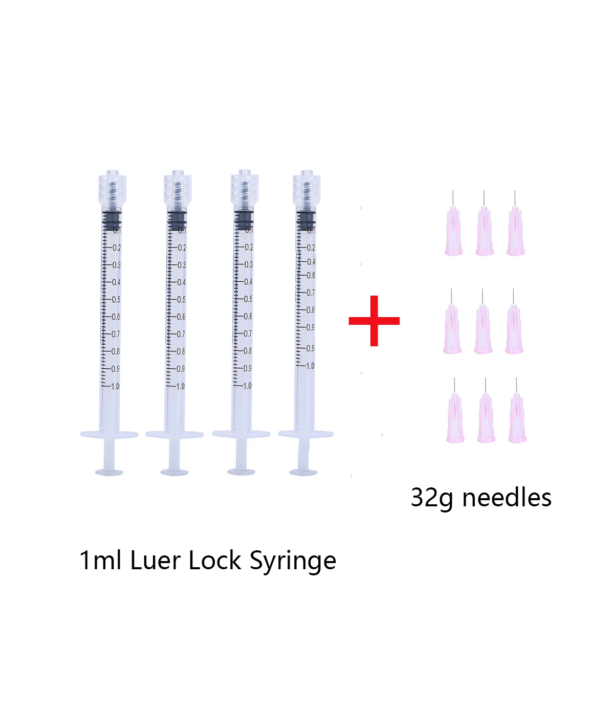 34G 1,5 mm 32G 4 mm 30G 4 mm 1 ml Luer-Lock-Spritzen Schmerzlose kleine Nadel Scharfe Augenlid-Tattoo-Nadeln