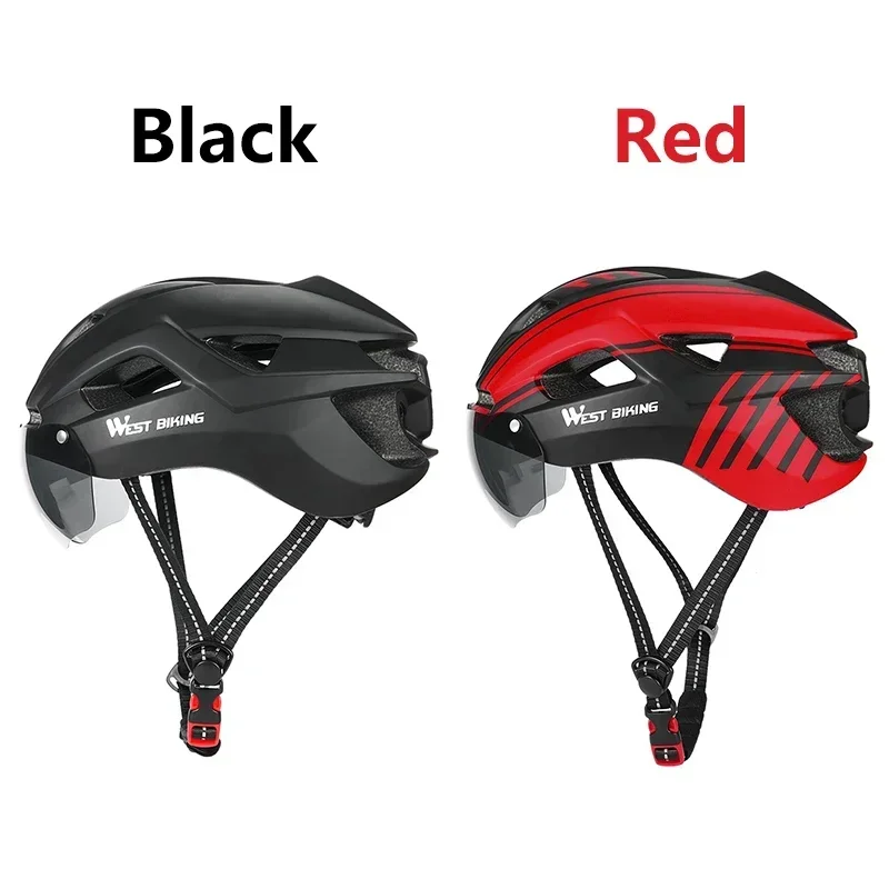 

WEST BIKING Bicycle Helmet With Tail Light MTB Cycling Men Women Goggles Helmet Road Bike Integrally-molded Equipment Safety Hat