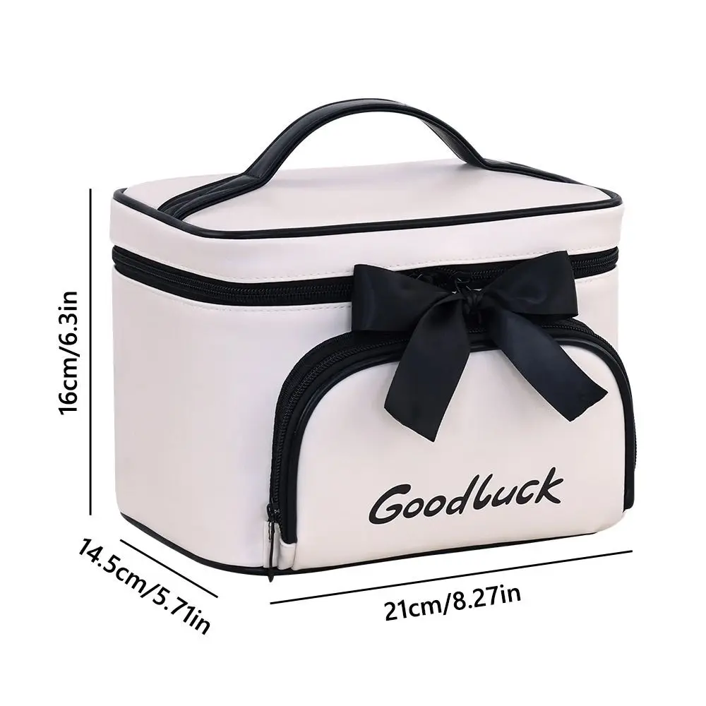 Elegant Bowknot Decoration Makeup Bag Large Capacity Waterproof Washing Bag Portable Toiletry Bag Home