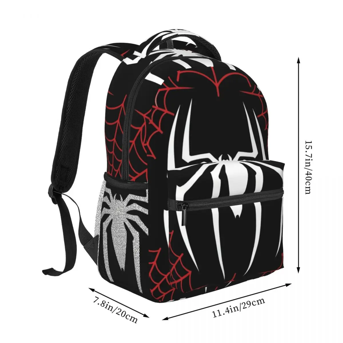 Dark Punk Printed Backpack Allover Spider Web Gothic Graphic Crimson Red Black White Edgy Daypack for School Work Weekend Outfit