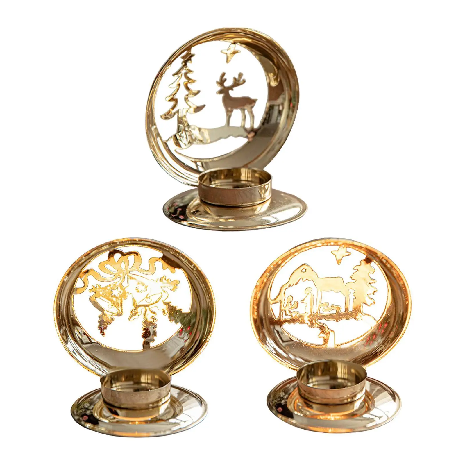 Tealight Candle Holder Projection Dinner Candles Stand Christmas Candlestick