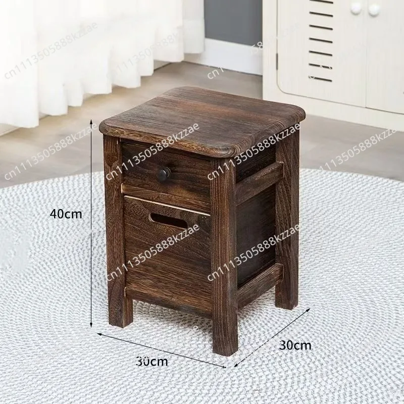 Wooden Stool with Storage, Entryway Shoe Bench, Drawer Side Table, Children's Learning Chair,Multi-functional Home Organizer