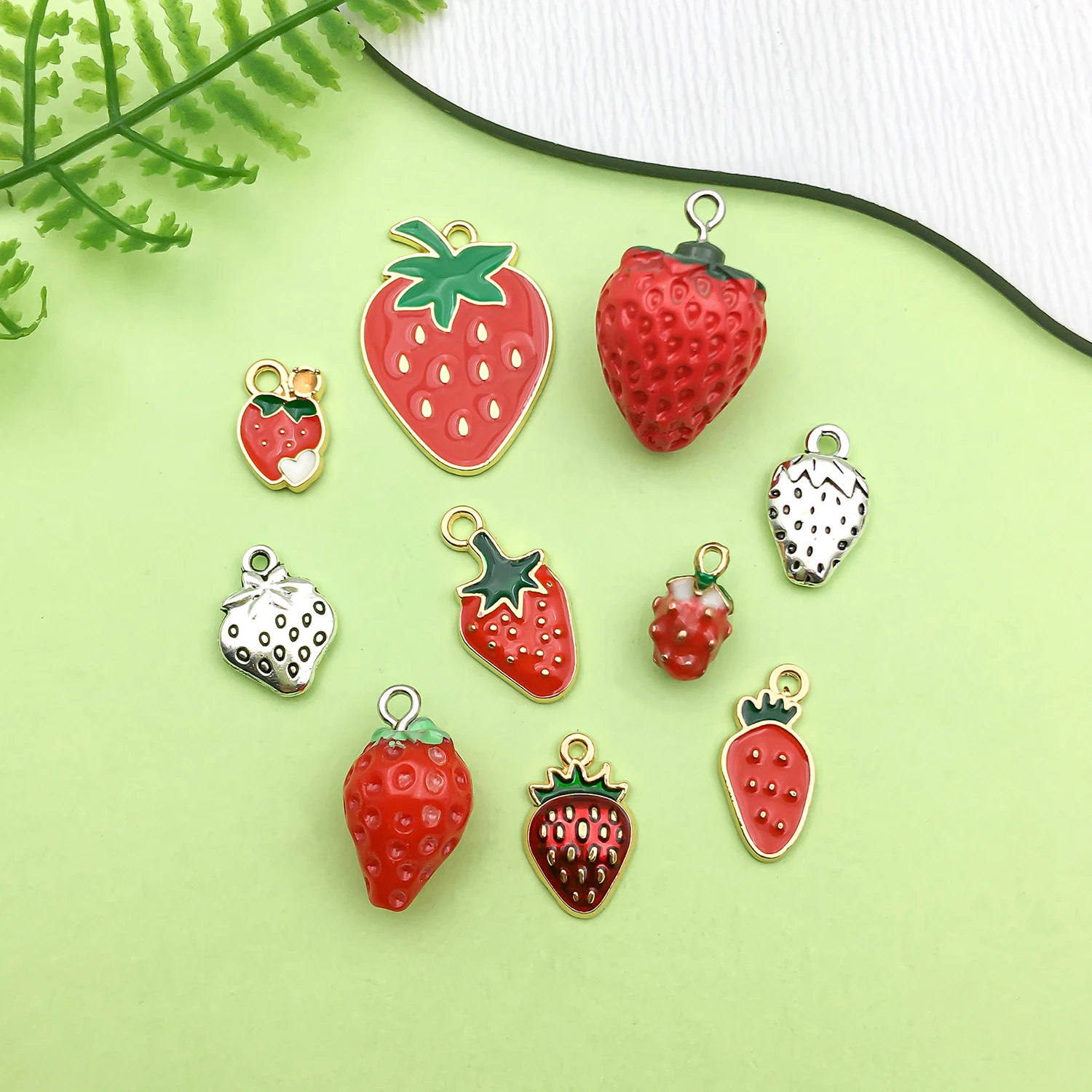 20pcs Simulated Fruit Strawberry Design Charms Summery Fruit Pendants For DIY Bracelet Necklace Jewelry Making Accessories