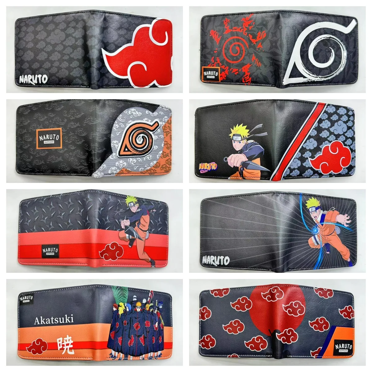 Nueva Cartera Corta de Anime Naruto Uchiha Itachi, 35 Tipos, de Cuero PU, con Doble Pliegue