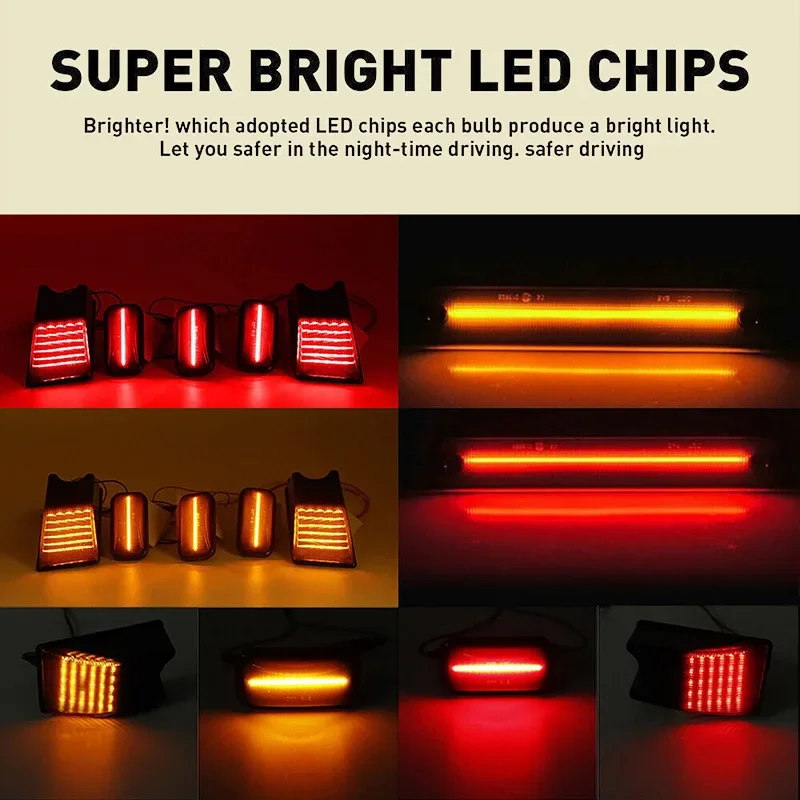 14Pcs/Set LED Car Roof Side Lights Car Accessories Red Amber Light LED Fender Turn Signal Lamp Set Fit For Hummer H2 2003-2009