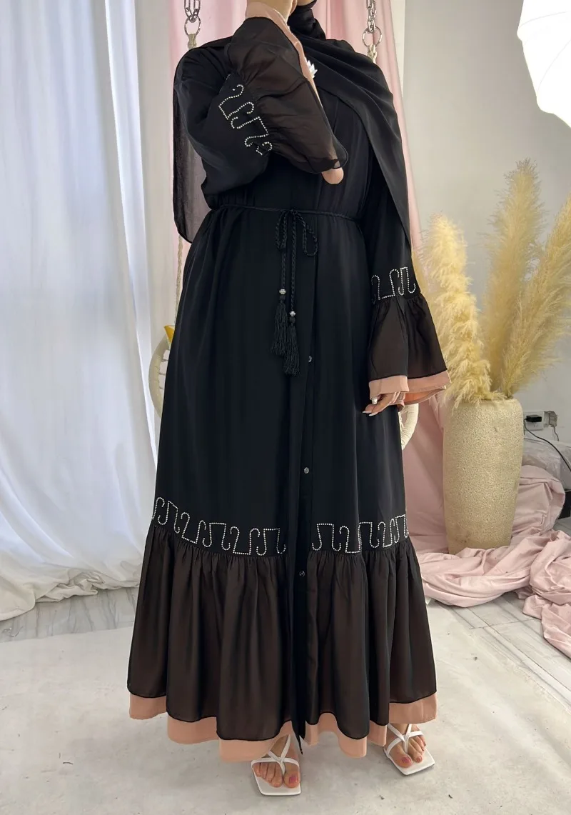 Fashion Muslim Kimono Womens Cardigan Ramadan Dubai Turkey Eid Dress Islamic Loose Comfortable Abaya for Women