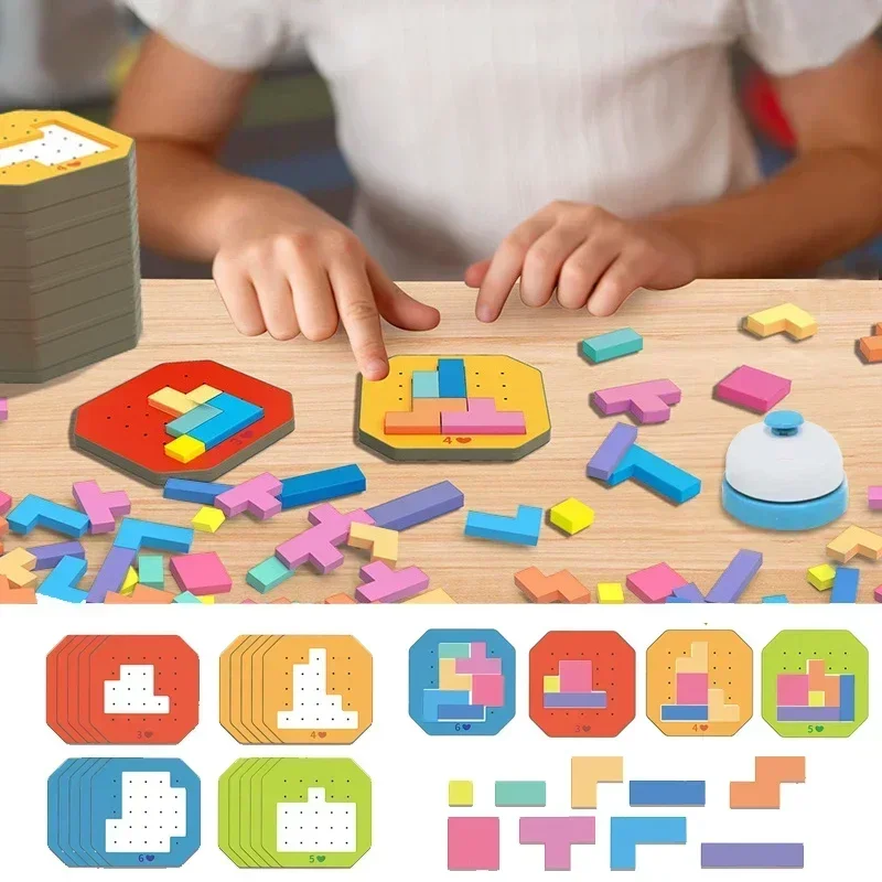 3D Zwei-personen interaktive Desktop Puzzle Spiel Tangram Math Spielzeug Bausteine Bord Farbe Form Spiel Für Kinder Geschenke