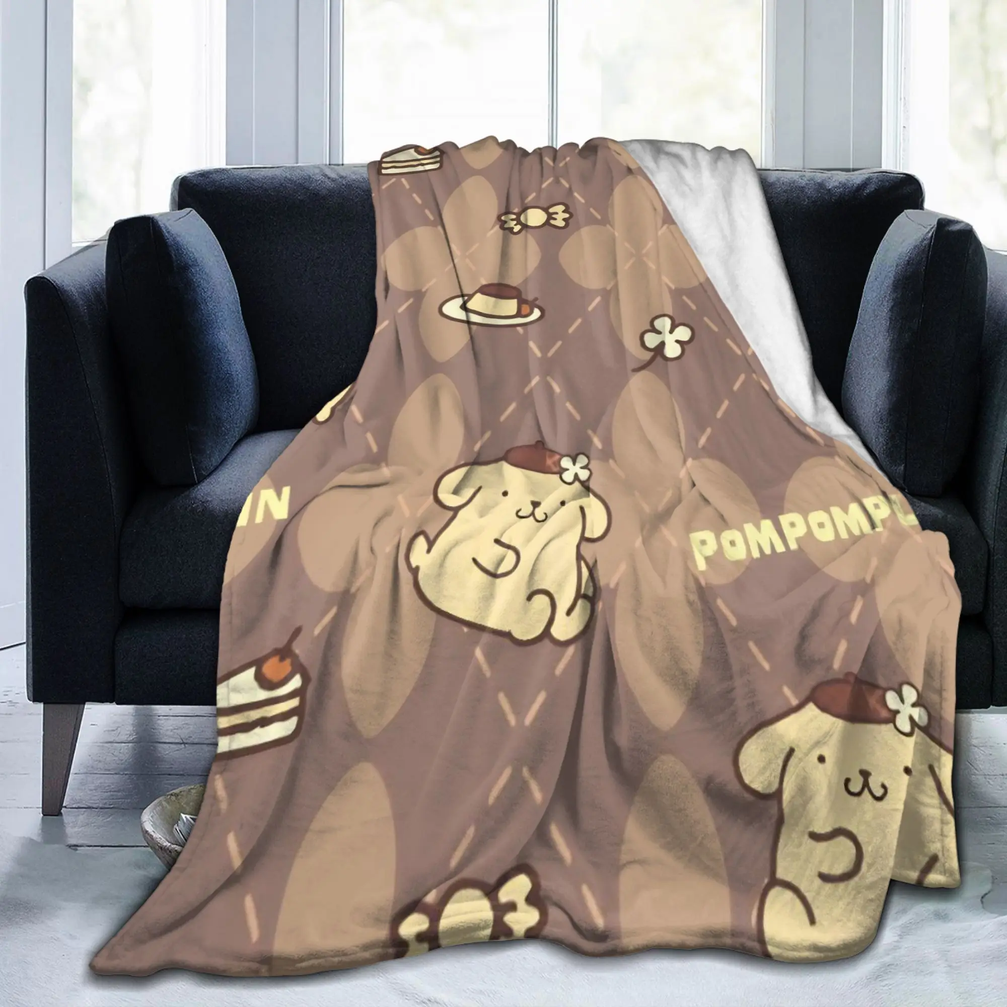 Pompompurins Dessert Dog Candy Blanket Fleece Spring/Autumn  Breathable Super Soft Throw Blanket for Bedding Travel Bedspread