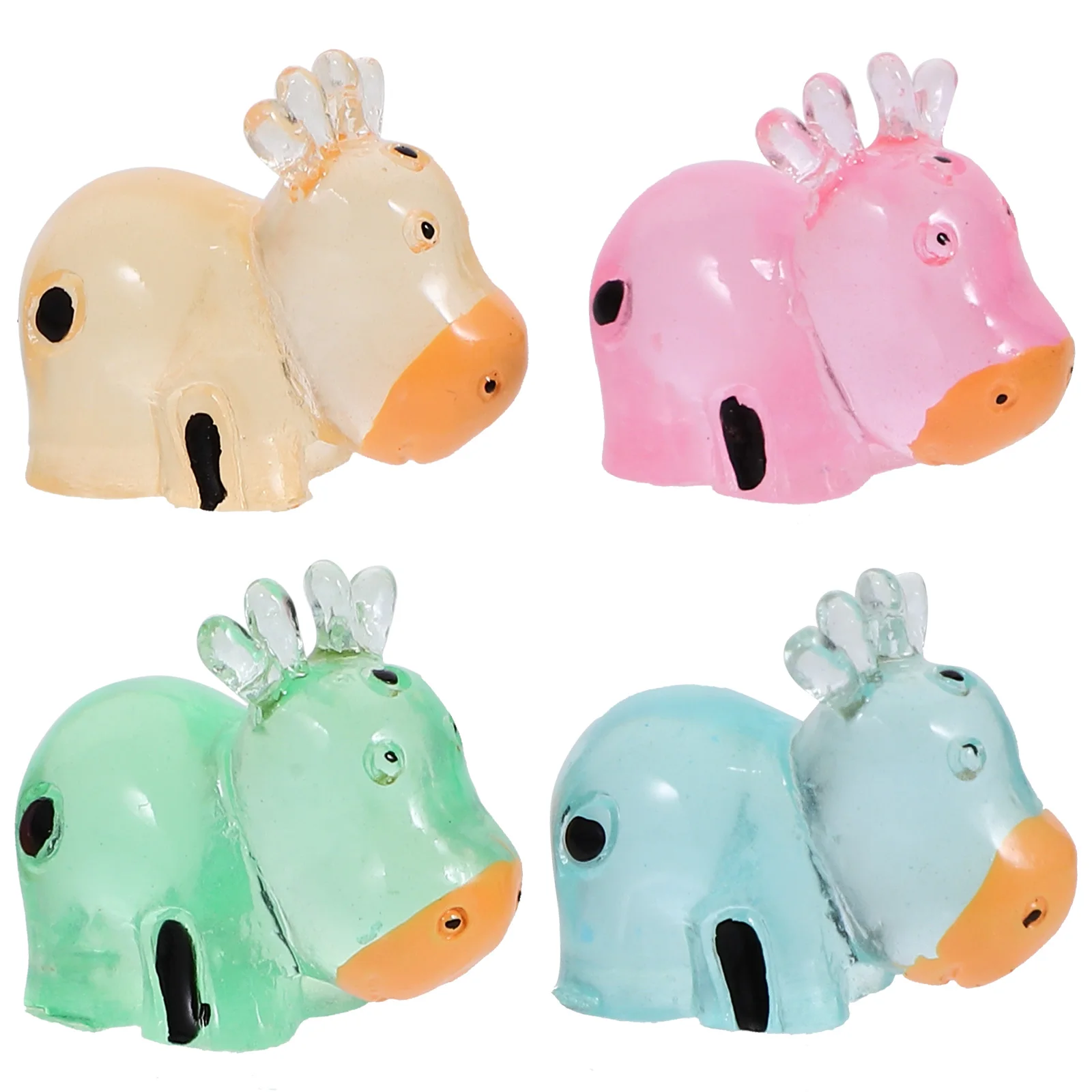 

8pcs Luminous Small Decorations Resin Mini Cow Figurines Miniature Cow Trinkets for Garden Ornament Sculpture