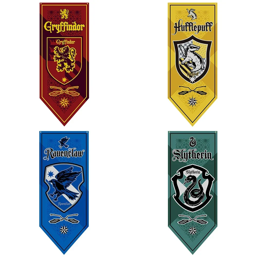 One Piece Wizardry School Themed Flag Harries Potter Movie Peripherals Gryffindor Slytherin Badge Hanging Flags Gift Party Toys