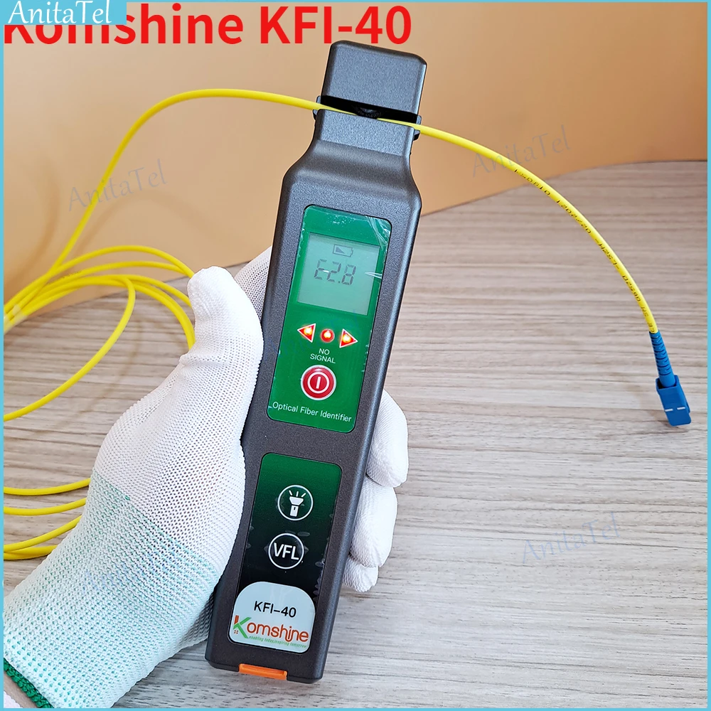 New Komshine KFI-40 FTTH Live Fiber Identifier For 800-1700nm Fiber Detector Cable Tester With VFL Function FTTH Testing Tool