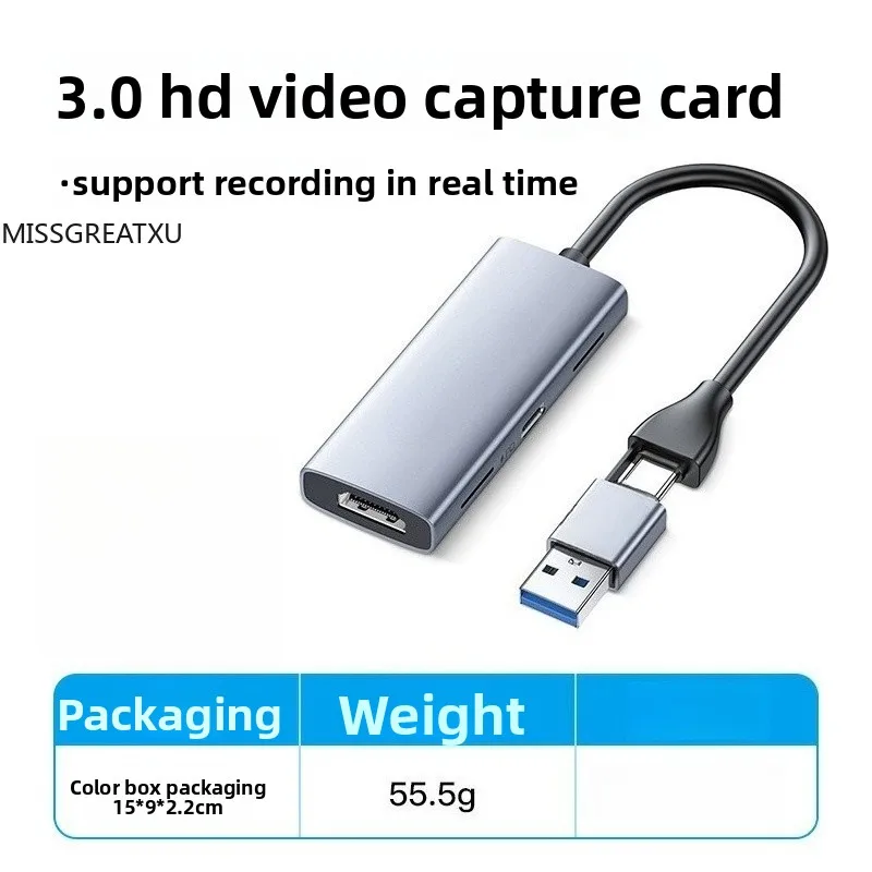 Dual Interface HDMI Capture Card Mindpure USB3.0 & Type-C 4K Input 1080P Recording Adapter for Live Stream Game Play