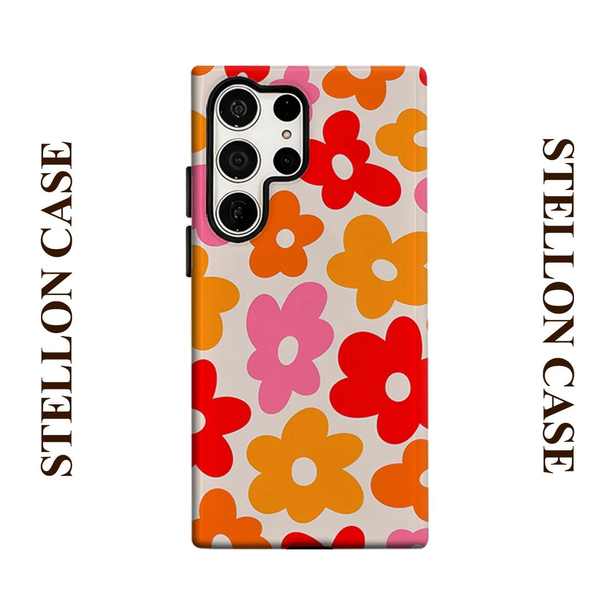 Retro Color Flower For Samsung Galaxy Phone Case S23 S20 S25 FE S24 Plus S26 Ultra 2-IN-1 Shockproof Bumper Hard PC