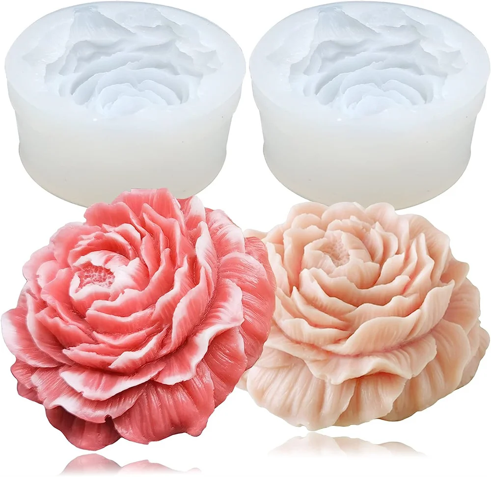 

Peony Flower Silicone Mold for Resin Candle Mold 3D Candle Soap Cake Fondant Cake Epoxy Casting Mould for Craft Handmade Gift