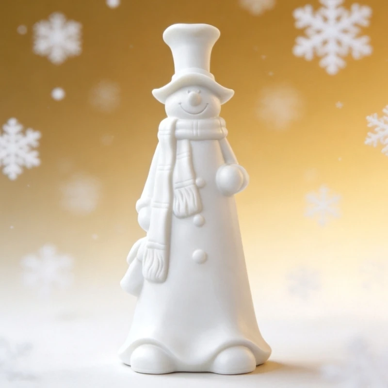 U2JC Tall Snowman Desktop Accent in White with Hat and Scarf, Sculpting Christmas Winter Figurine Decors for Shelf, Desk, and