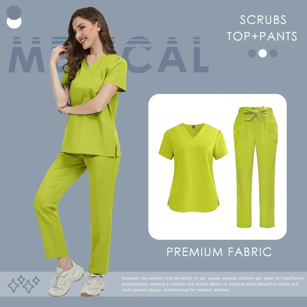 ใหม่ชุดผ่าตัดผู้หญิง Beautician Medical Nursing Scrubs ชุด Clinical Top กางเกงหมอทันตแพทย์ผ่าตัดชุดพยาบาลบทความ