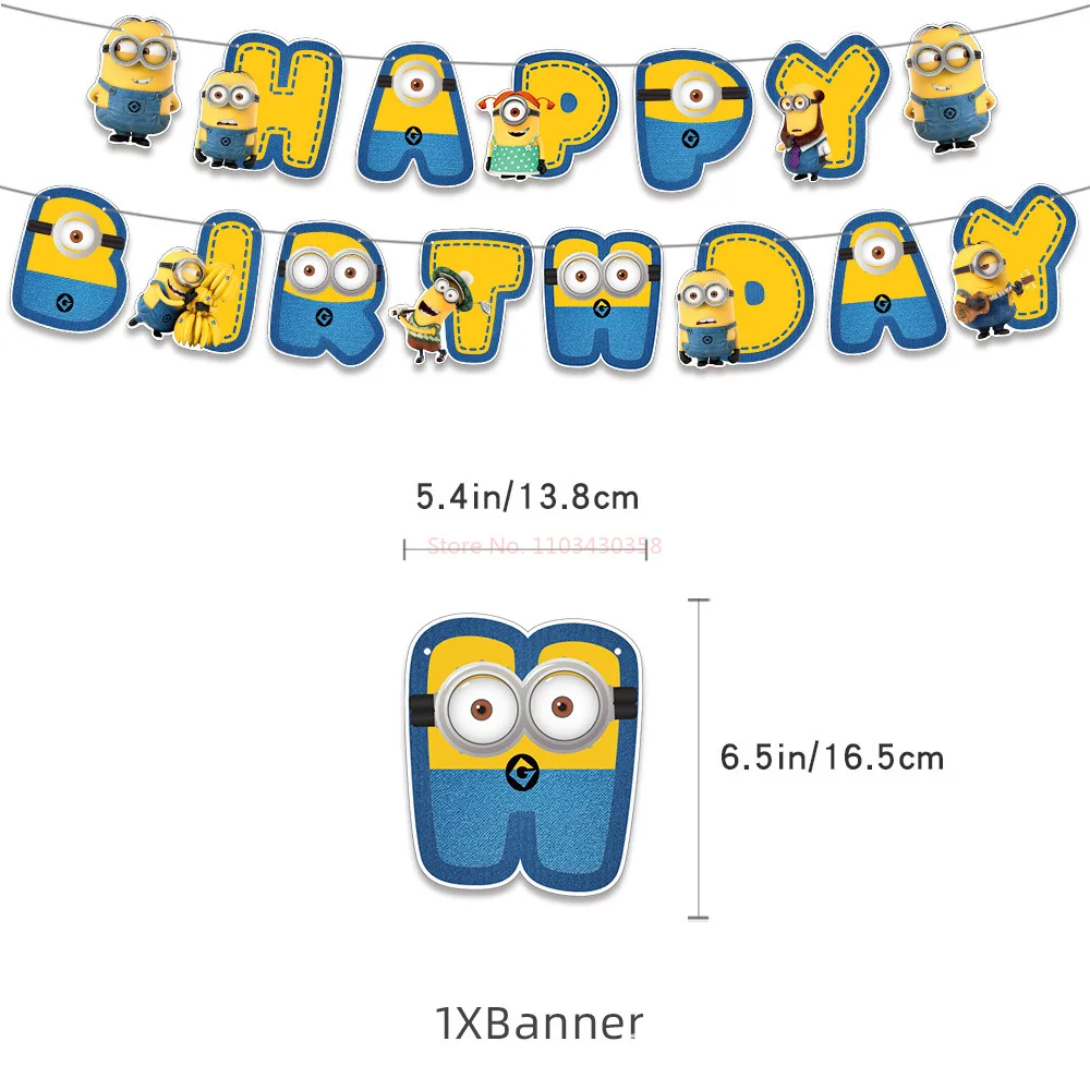 Cartoon Minions Nieuwe Thema Kinderen Verjaardag Thema Decoratie Levert Eenmalige Vlag Hijsen Ballon Achtergrond Set Cadeau