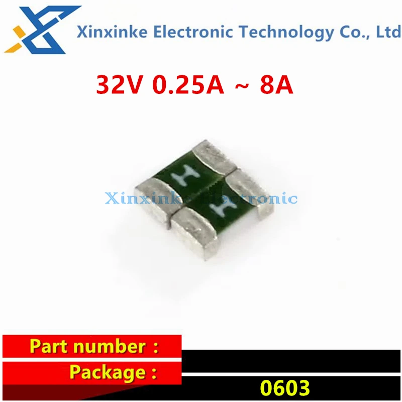 100PCS 0603 Fusing Disposable SMD Fuse 32V 0.25A 0.5A 0.75A 1A 1.5A 2A 3A 5A 6A 7A 8A