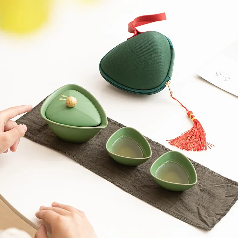 Travel tea set Dragon Boat Festival elements Outdoor Portable Camping one pot or two cups