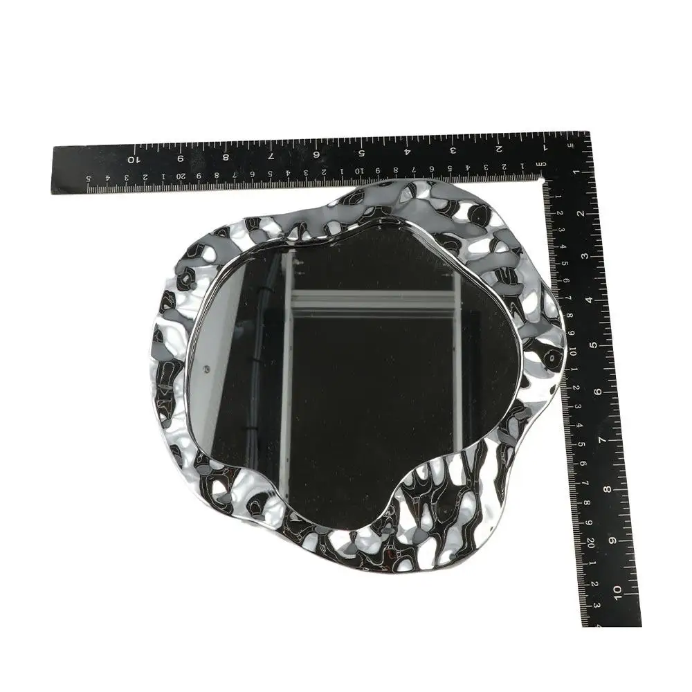 Portable Ins Makeup Mirror Irregular Cosmetic Mirror Vanity Mirror Wave-Pattern With Stand Water Ripple Mirror Student Dormitory