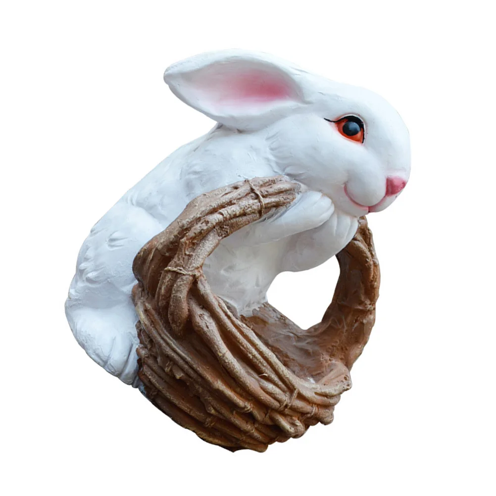 

Dining Table Plant Pot White Rabbit Pots for Plants Statue Outdoor Synthetic Resin Planter Easter Decorations