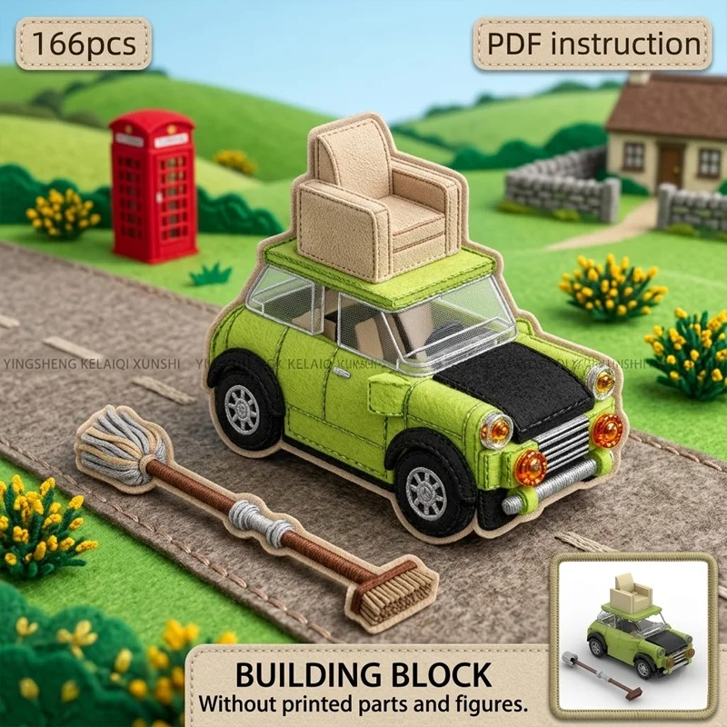 

Конструктор MOC: Классический британский комедийный зеленый автомобиль, забавный диван-кровать, модель транспортного средства с крышей, декоративная модель для офисного стола, игрушка для взрослых