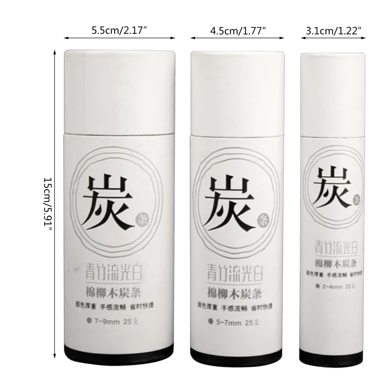 25 pz Pro vite bastoncini di carbone matite di carbone schizzi disegno forniture d'arte per studente fai da te hobbista principiante artista