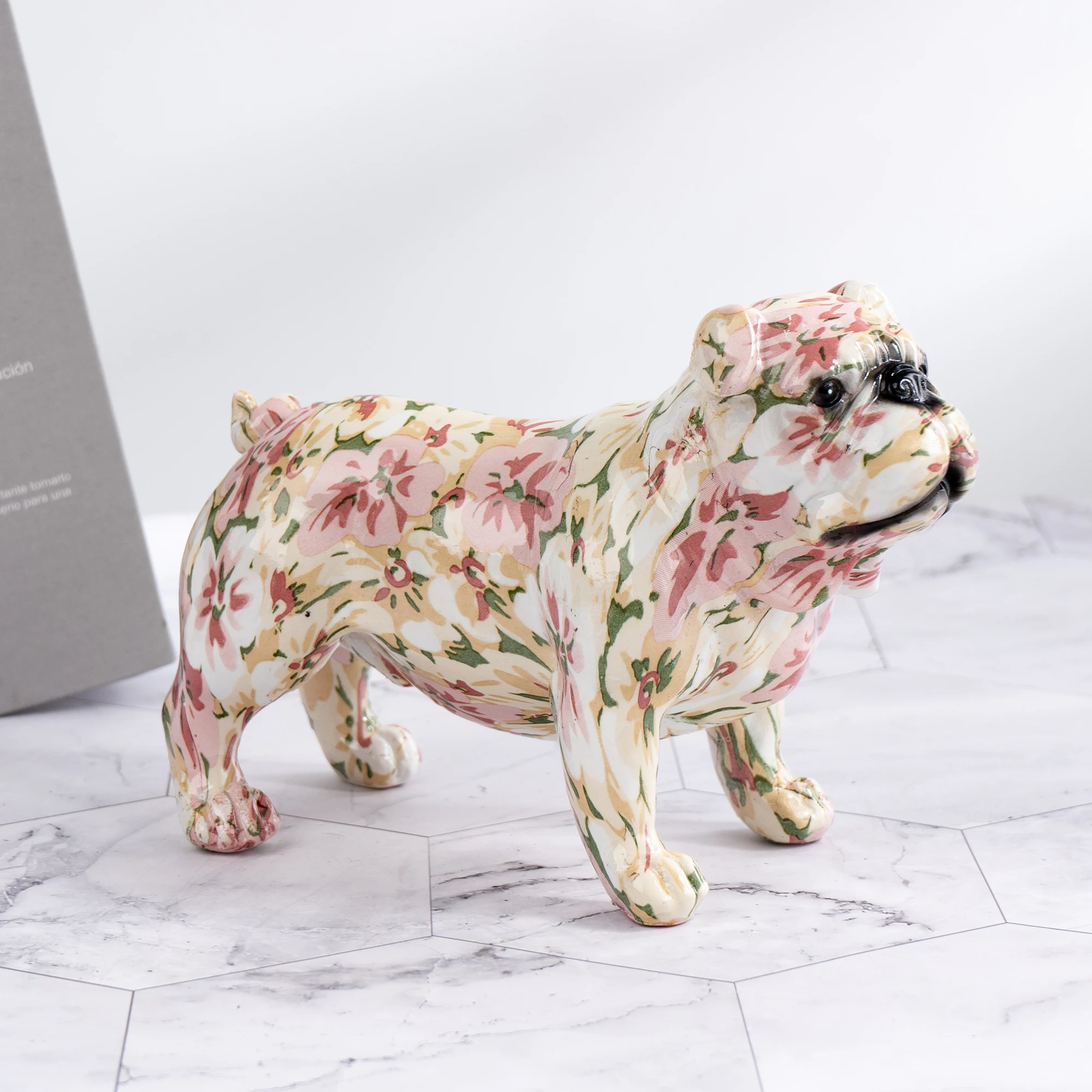 Art Graffiti  Creativity Modern Colorful English Bulldog Statue Wholesale Office Ornaments Printing Resin Dog Home Decor Crafts