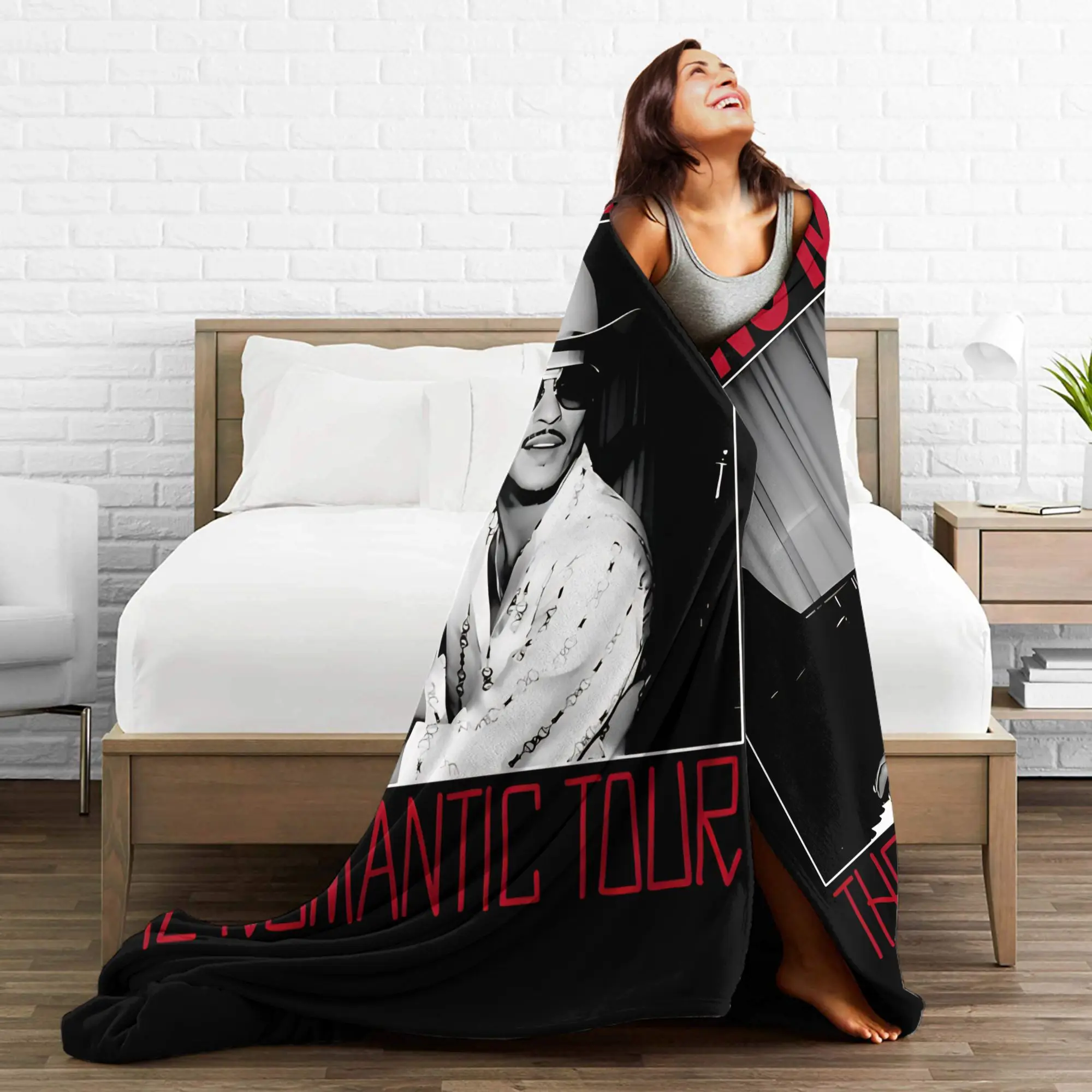 Bruno Mars The Romantic Tour  Flannel Blanket  Custom Throw Blankets for  Sofa Bedding Lounge 125*100cm Quilt,