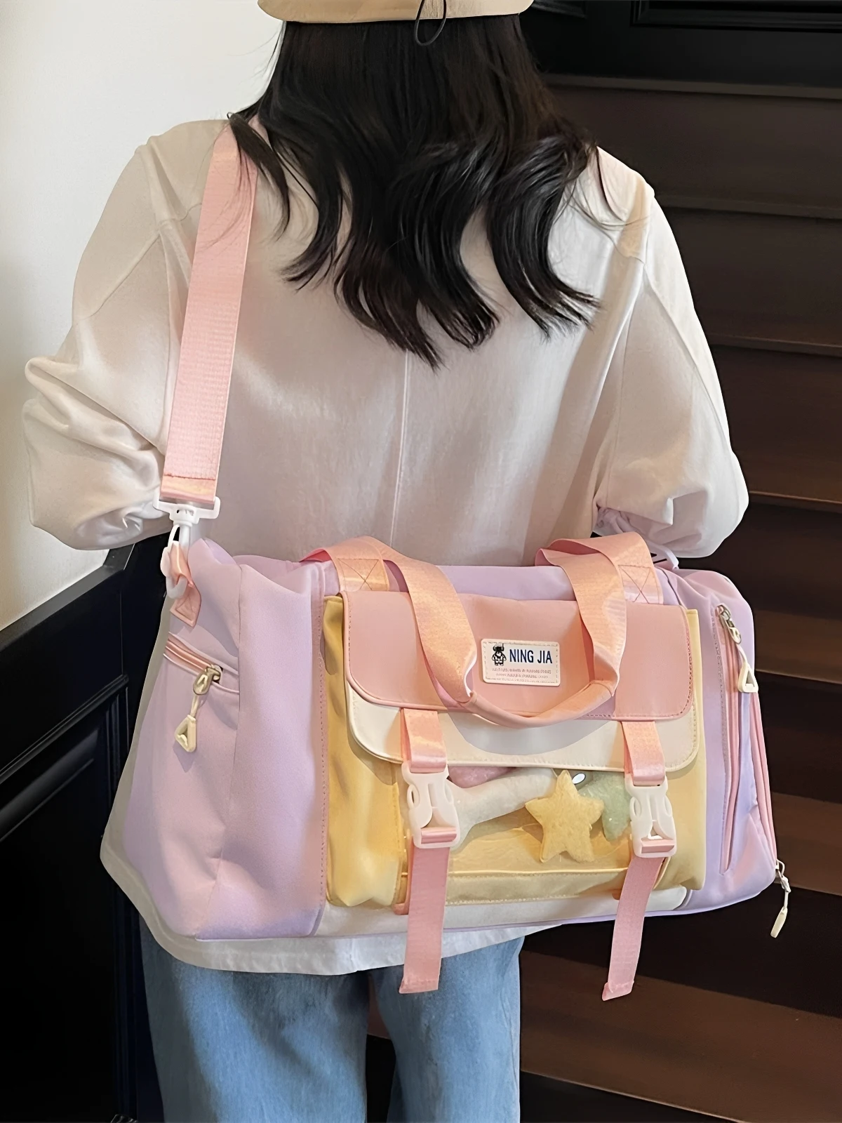 new-2026-women's-large-capacity-travel-bag-lightweight-handbag-fitness-shoulder-bag-waterproof-short-business-trip-bag