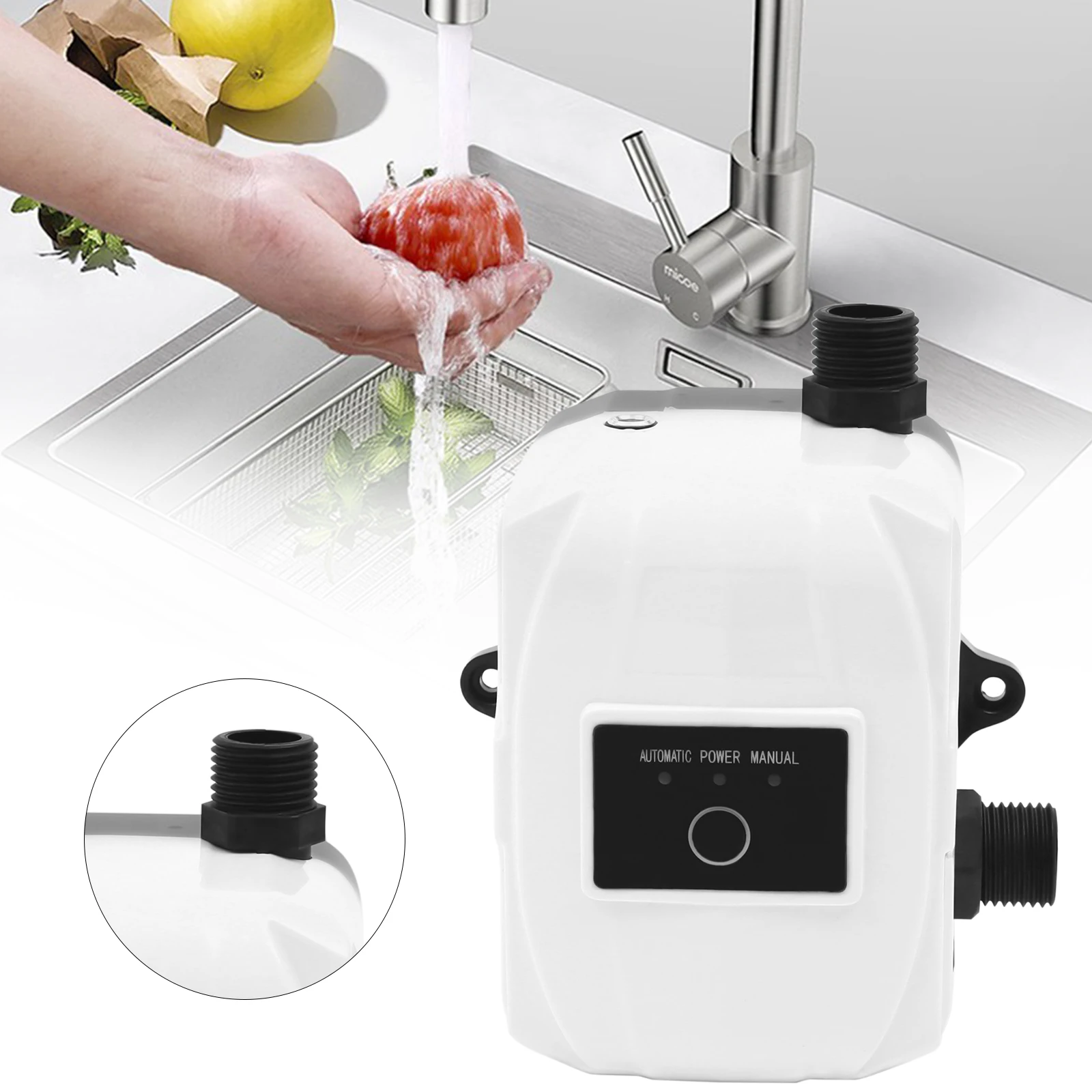 Intelligent&Easy-Install Booster Pump - Auto/Manual Modes (Auto On/Off With Tap), 3 Indicator Lights Show Real-Time Status