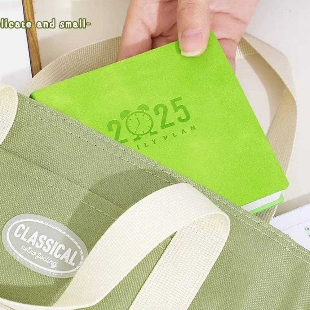 

Stationery Mini 2025 Notebook Time Management Efficiency Pocket Schedule Book Square PU Leather Daily Planner School