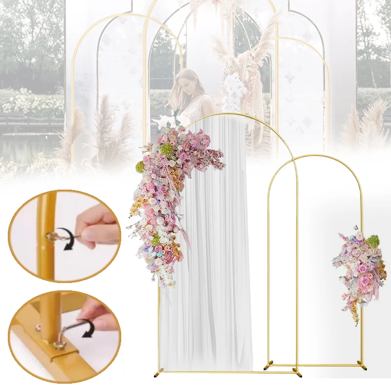 

Gold Wedding Arch Stand 4FT 5FT 6FT 6.6FT 7.2FT Metal Frame for Balloon Backdrop Ceremony Birthday Baby Shower Party Decor