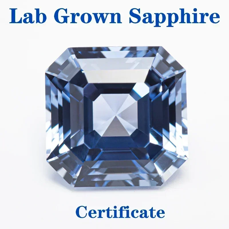 

Top Lab Grown Sapphire Square Chamfer Cut Cornflower Color VVS1 Selectable AGL Certificate Charms DIY Jewelry Making Materials