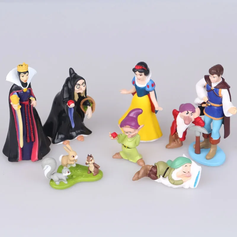 8pcs Disney Snow White and The Seven Dwarfs Figure Toy Witch Empress Prince Charming Dwarf Action Figures Model Doll Kids Gifts